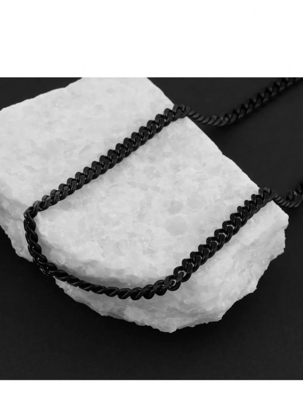 Stainless Steel Black Curb Chain Necklace - unisex